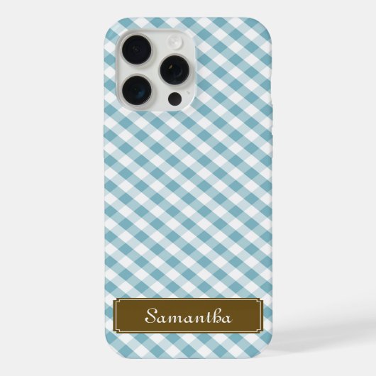 Cute Pastel Blue Gingham Pattern iPhone Hoesje (Achterkant)