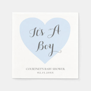 Cute Pastel Blue Heart, een Baby shower jongen Servet