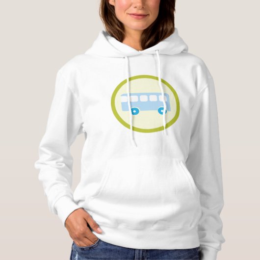 Cute Pastel Blue School Bus Icon Hoodie (Voorkant)