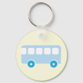Cute Pastel Blue School Bus Icon Sleutelhanger (Achterkant)