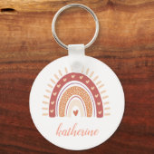 Cute Pastel Boho Terracotta Rainbow Sleutelhanger (Voorkant)