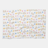 Cute Pastel Bunny Easter Eggs and Chicks Theedoek (Horizontaal)