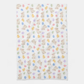 Cute Pastel Bunny Easter Eggs and Chicks Theedoek (Verticaal)