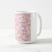 Cute Pastel Bunny Mug – Kawaii Moon & Clouds (Devant droit)