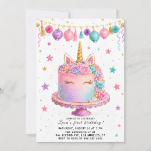 Cute Pastel Cake Smash Feest Uitnodiging voor Meis