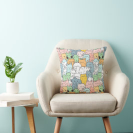 Cute Pastel Cat Doodle Art Kussen