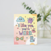 Cute Pastel Cat Monster Kawaii Art Briefkaart (Staand voorkant)