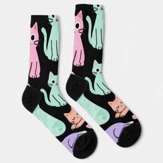 Cute Pastel Cats Crew Socks – Kitty Sokken