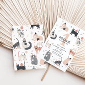 Cute Pastel Chat Girls First Birthday Invitation