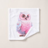 Cute Pastel Chouette à cartons rose et bleu (Gant de toilette)