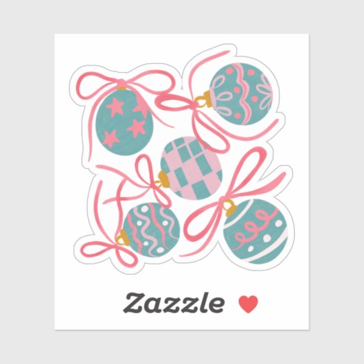 Cute Pastel Christmas Ornament Sticker (Feuille)