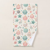 Cute Pastel Christmas Pattern Ornaments and Stars Bad Handdoek (Handdoek)