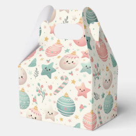Cute Pastel Christmas Pattern Ornaments and Stars Bedankdoosjes