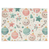 Cute Pastel Christmas Pattern Ornaments and Stars Groot Cadeauzakje (Achterkant)