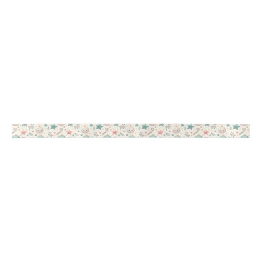 Cute Pastel Christmas Pattern Ornaments and Stars Lint (Voorkant)