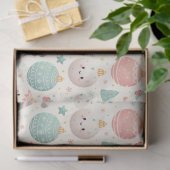 Cute Pastel Christmas Pattern Ornaments and Stars Tissuepapier (Geschenk)