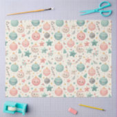 Cute Pastel Christmas Pattern Ornaments and Stars Tissuepapier (Craft)