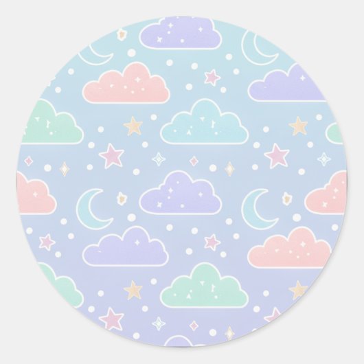 Cute Pastel Cloud & Star Sticker Sheet (Voorkant)