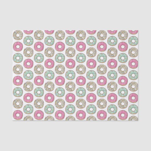 Cute Pastel Colored Icing Donuts Pattern Tissuepapier (Voorkant)