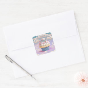 Cute Pastel Cupcake Birthday Vierkante Sticker