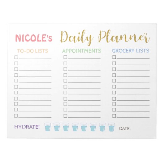 Cute Pastel Daily Planner Notitieblok (Voorkant)