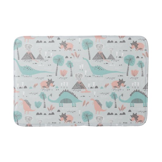 Cute Pastel Dinosaur Pattern Badmat (Voorkant)