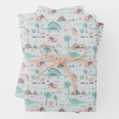 Cute Pastel Dinosaur Pattern Inpakpapier Vel (In situ)
