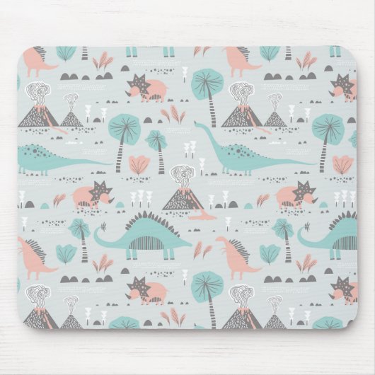 Cute Pastel Dinosaur Pattern Muismat (Voorkant)