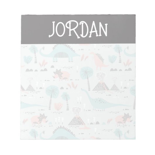 Cute Pastel Dinosaur Pattern Notitieblok (Voorkant)