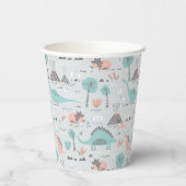 Cute Pastel Dinosaur Pattern Papieren Bekers (Achterkant)