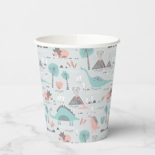 Cute Pastel Dinosaur Pattern Papieren Bekers (Links)