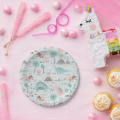 Cute Pastel Dinosaur Pattern Papieren Bordje (Feest)
