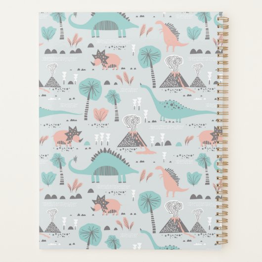 Cute Pastel Dinosaur Pattern Planner (Achterkant)