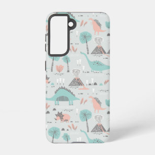 Cute Pastel Dinosaur Pattern Samsung Galaxy Hoesje
