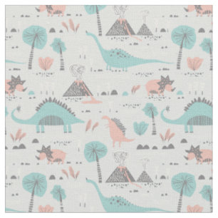 Cute Pastel Dinosaur Pattern Stof