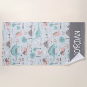 Cute Pastel Dinosaur Pattern Strandlaken (Voorkant)