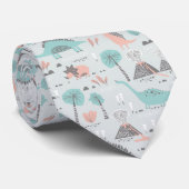 Cute Pastel Dinosaur Pattern Stropdas (Opgerold)