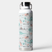 Cute Pastel Dinosaur Pattern Waterfles (Achterkant)