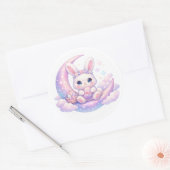 Cute Pastel Easter Bunny Sticker – Celestial Moon (Envelop)