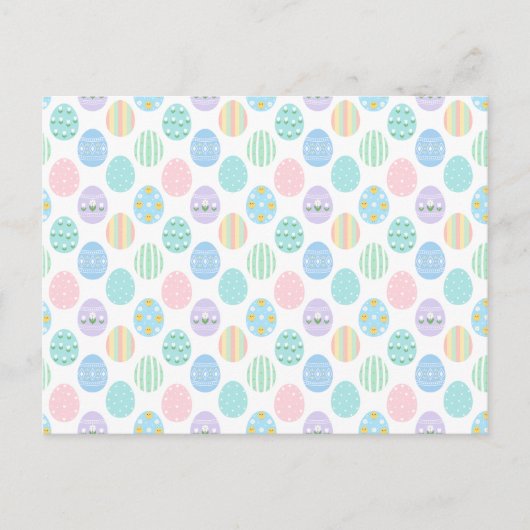 Cute Pastel Easter Eggs Pattern Uitnodiging Briefkaart (Voorkant)