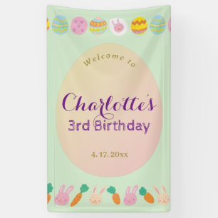 Cute Pastel Eieren Groene Kids Verjaardag Welkom B Spandoek
