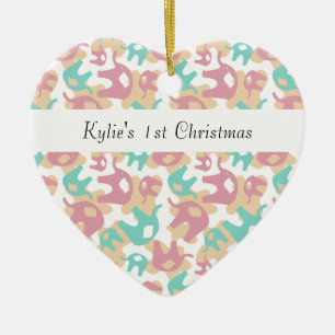 Cute Pastel Elephants Keramisch Ornament