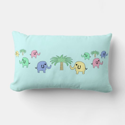 Cute Pastel Elephants Kinder Pillow Kussen (Voorkant)
