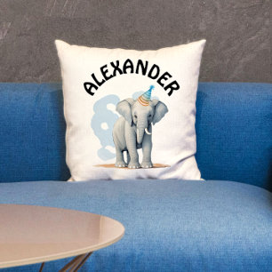 Cute Pastel Feest Olifant en Naam Waterverf Kussen