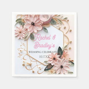 Cute Pastel Floral Wedal Lijst Paper Quilling Servet