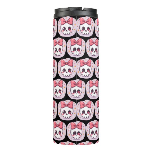 Cute Pastel Goth Skull with Bow Thermosbeker (Achterkant)