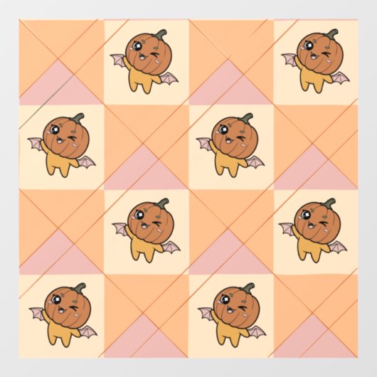 Cute Pastel Halloween Pumpkin Bat Pattern Raamsticker (Vel)