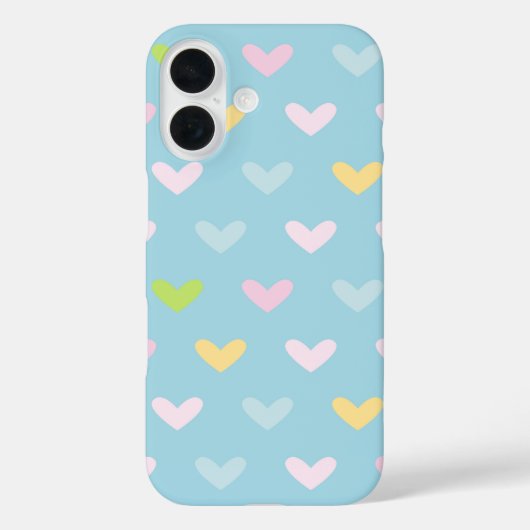 Cute Pastel Hearts Pattern Light Blue Case-Mate iPhone Case (Achterkant)