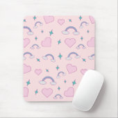 Cute Pastel Hearts & Rainbow Pattern | Kawaii Pink Muismat (Met muis)