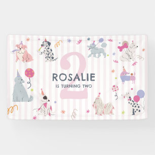 Cute Pastel Hond Meisjes Verjaardagsfeestje Spandoek